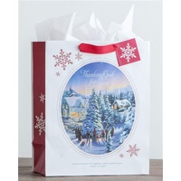 Christmas Gift Bag Large: Thomas Kinkade - Thanking God For You KJV