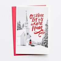 Christmas Boxed Cards: O Come Let Us Adore Him, Black & White Church