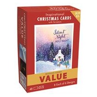 Christmas Value Boxed Cards Red Box: Christian Scenes with Scripture (Box of 48)