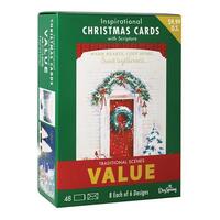 Christmas Value Boxed Cards Green Box: Christian Scenes with Scripture (Box of 48)