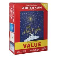 Christmas Value Boxed Cards Red Box: Traditional Scenes with Scripture (Box of 48)