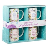 Ceramic Mug Set Floral Collection: Set of 4