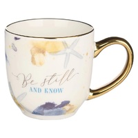 Be Still Watercoloured Ocean Ceramic Mug - Psalm 46:10
