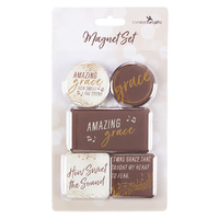 Magnetic Set of 5 Magnets: Amazing Grace, Brown/Cream