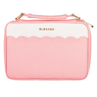 Blessed Pink Scalloped Faux Leather Fashion Bible