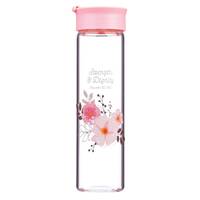 Water Bottle Clear Glass: Strength & Dignity, Pink Flowers, Proverbs 31:25, Hand Wash, Gift Boxed (591 ml)