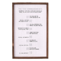Wall Plaque: The Ten Commandments, Cream/Brown Frame (Mdf)