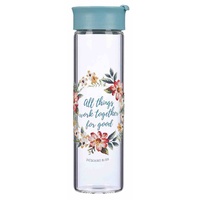 Water Bottle Clear Glass: All Things Work Together (Rom 8:28)