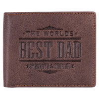 Leather Wallet: The World's Best Dad Strength & Courage, Bi-Fold, Rfid-blocking, gift boxed