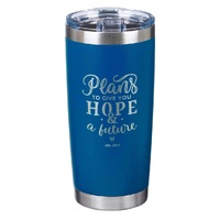 Plans To Give You Hope & A Future Stainless Steel Mug in Blue - Jeremiah 29:11