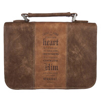 Trust In The Lord Two-Tone Brown Classic Faux Leather Bible Cover - Proverbs 3:5