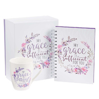 My Grace is Sufficient For You Journal and Mug Boxed Gift Set For Women - 2 Corinthians 12:9