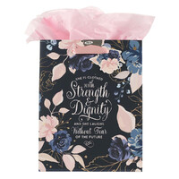 Blue Roses Strength and Dignity Medium Gift Bag - Proverbs 31:25