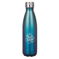 Stainless Steel Water Bottle- Be Still and Know, Sea Blue, Silver Cap (Be Still Collection)
