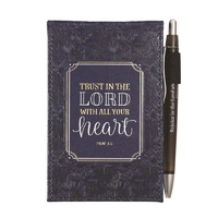 Notepad and Pen Set: Trust in the Lord Blue Imitation Leather: Proverbs 3:5