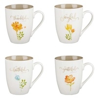 Ceramic Mug Set: Grateful (Set of 4 Designs - Faithful, Grateful, Thankful, Joyful)