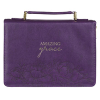 Amazing Grace Purple Faux Leather Fashion Bible Cover (Large)