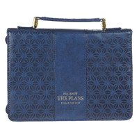 I Know the Plans Blue Faux Leather Fashion Bible Cover - Jeremiah 29:11 (Medium)