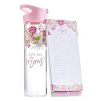 I Love You, Mom Water Bottle and Notepad Gift Set for Women