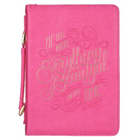 Bible Cover Large: Everything is Beautiful Pink (Ecc. 3:11)