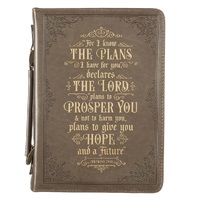 Faux Leather Classic Bible Cover - For I know the Plans (Large)