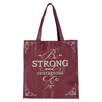 Strong and Courageous Topas Pink Shopping Tote Bag - Joshua 1:9