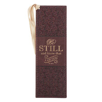 Be Still and Know Brown Faux Leather Bookmark - Psalm 46:10
