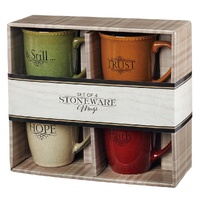 Mug Set Stoneware - Faith, Hope, Trust & Be Still