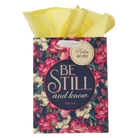 Be Still Vintage Floral Medium Gift Bag – Psalm 46:10