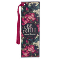 Faux Leather Bookmark - Be Still Vintage Floral Faux Leather Bookmark - Psalm 46:10