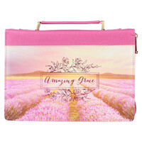 Amazing Grace Flower Field Pink Faux Leather Fashion Bible Cover