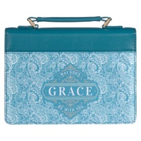 God's Grace Teal Paisley Faux Leather Fashion Bible Cover