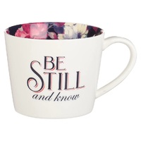 Be Still Vintage Floral Ceramic Coffee Mug –Psalm 46:10