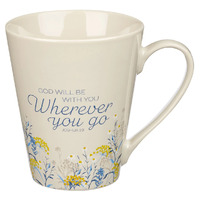 God Will Be With You Taupe Ceramic Coffee Mug – Joshua 1:9