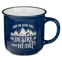 Desires of Your Heart Blue Ceramic Camp Style Mug- Psalm 20:4