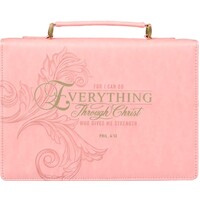 Bible Cover Medium: Everything Through Christ Pink (Phil 4:13)