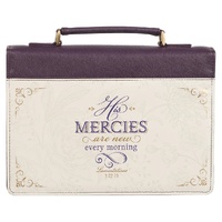 His Mercies Are New Dark Amethyst Purple Fashion Bible Cover (Medium) - Lamentations 3:22-23