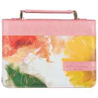 Pastel Meadow Pink Watercolor Faux Leather Bible