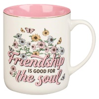 Friendship is Good for the Soul White Daisy Ceramic Coffee Mug