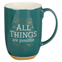 Ceramic Mug: With God All Things Are Possible, Green (Jewel Tone Collection) (444 Ml)