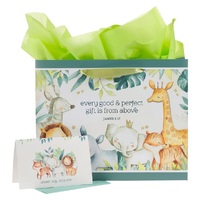 Every Good and Perfect Gift Forest Animals Large Landscape Gift Bag with Card Set - James 1:17