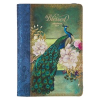 Blessed Peacock Blue Faux Leather Fashion Bible Cover - Jeremiah 17:7