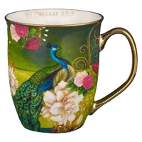 Blessed Blue Peacock Ceramic Coffee Mug - Jeremiah 17.7