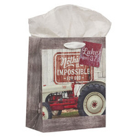 Gift Bag Medium: Nothing is Impossible Red Vintage Farm (Luke 1:37)