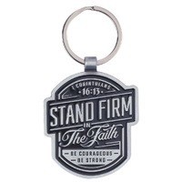 Stand Firm Black Epoxy-filled Metal Keychain - 1 Corinthians 16:13
