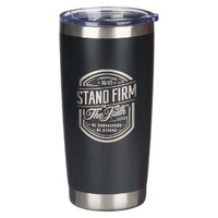 Stand Firm Black Stainless Steel Travel Tumbler - 1 Corinthians 16:13