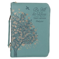 Be Still and Know Teal Faux Leather Fashion Bible Cover - Psalm 46:10 (Medium)