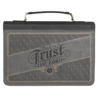 Trust in the Lord Charcoal Faux Leather Bible Cover - Proverbs 3:5 (Medium)