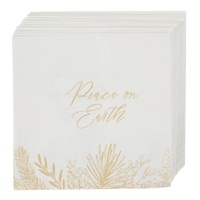 Peace on Earth Golden Pine Beverage Paper Napkin Set