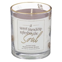 A Sweet Friendship Mediterranean Breeze Scented Candle in a Glass Jar